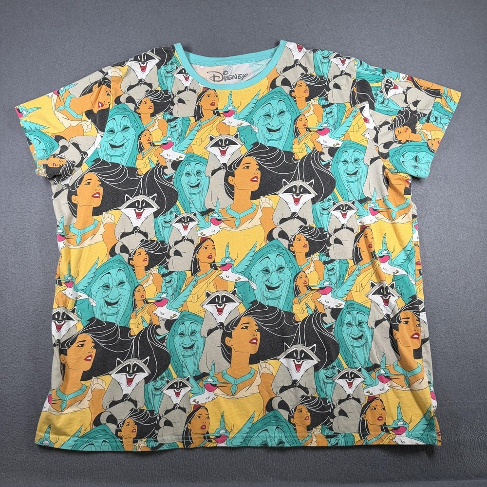 Cakeworthy Shirt Womens 4XL Multicolor Disney Pocahontas Meeko AOP Graphic Tee